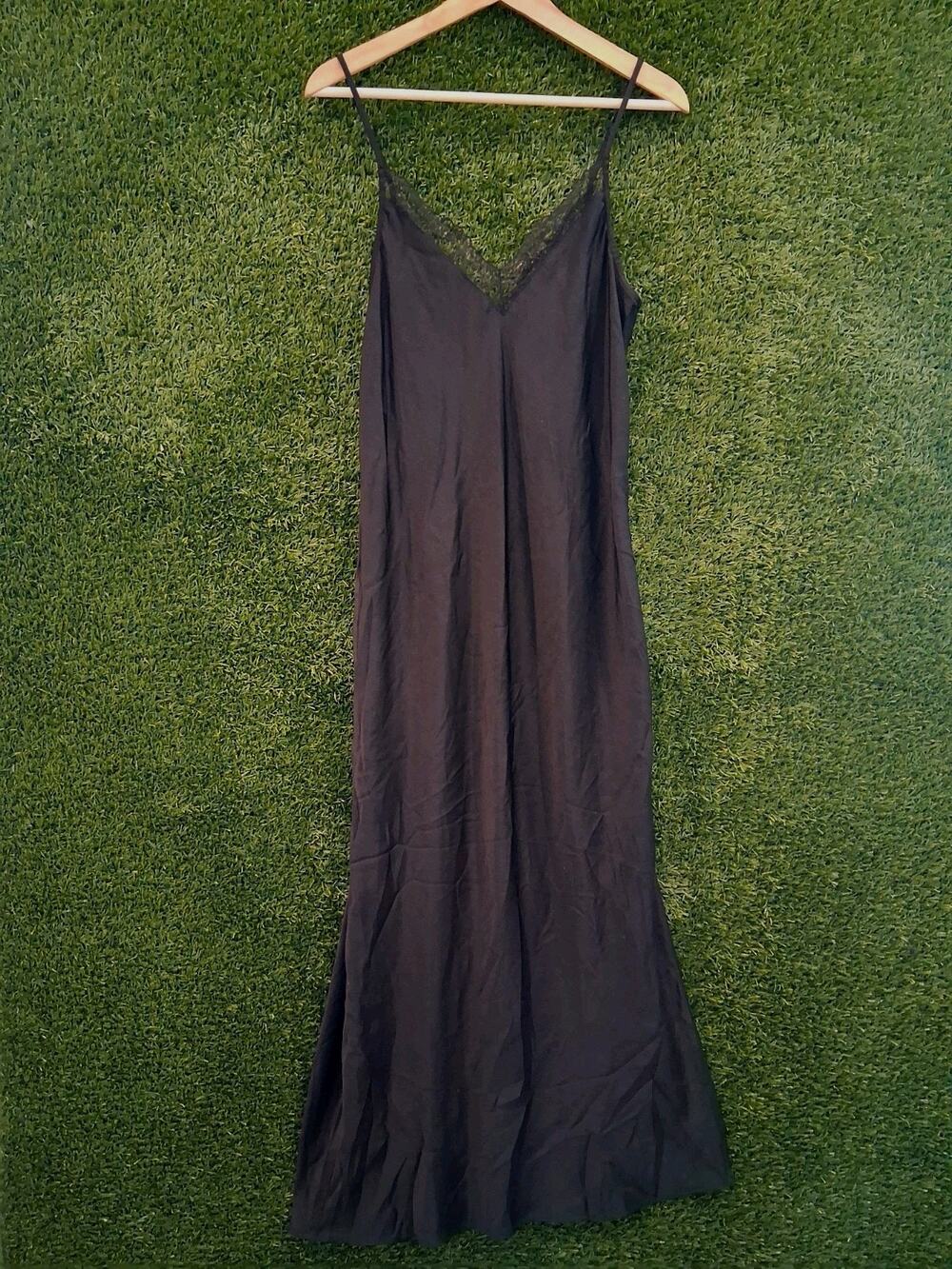 NWT American Eagle x Maddie Kenzie Ziegler Black Lace Slip Dress Maxi Large L